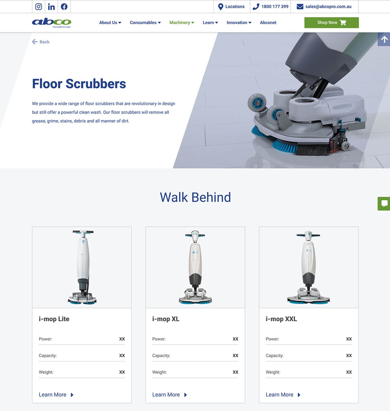 Abcopro floor scrubber page